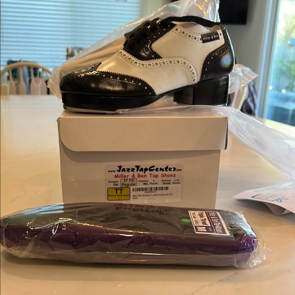Miller & Ben Black and White Tap Shoes - Picture 1 of 4